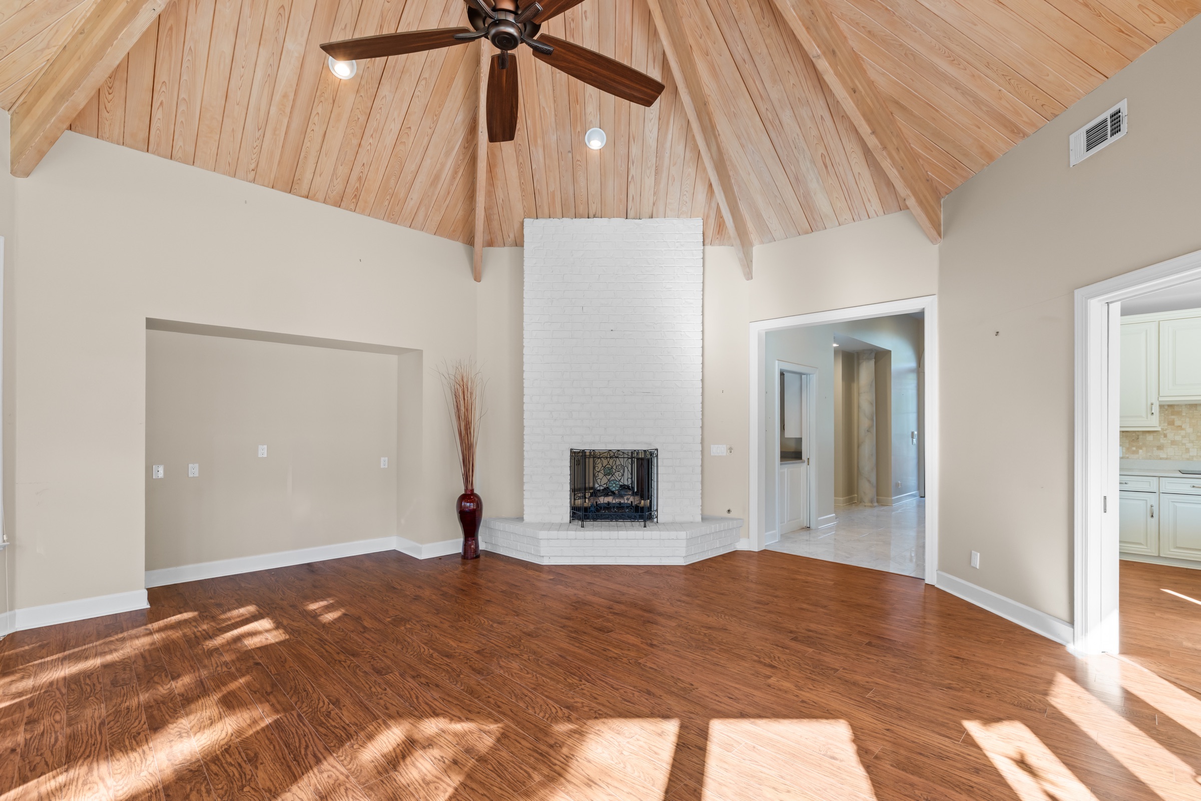 Great room with fireplace