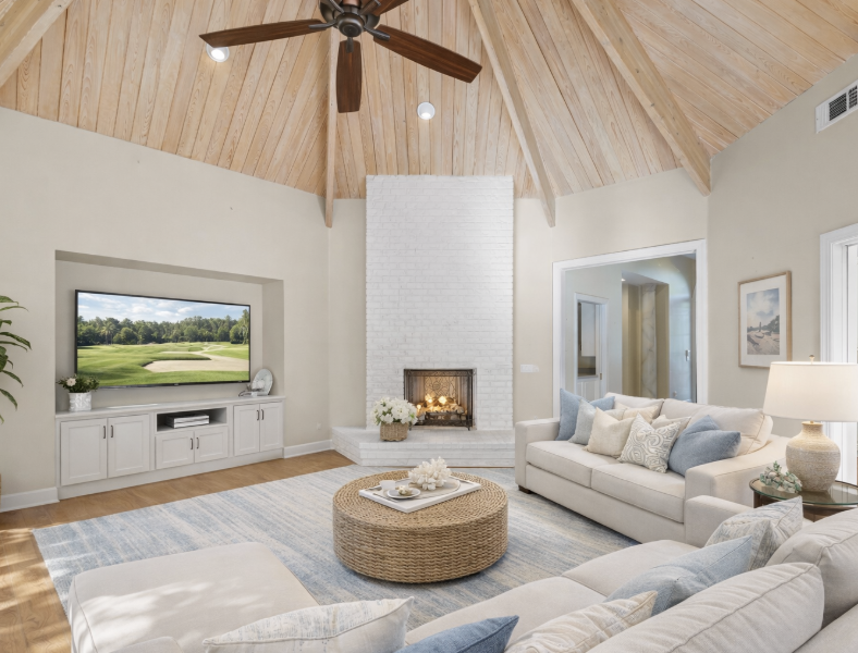 Great room virtually staged