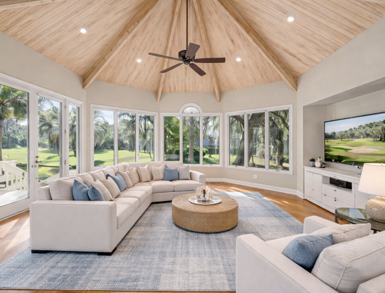 Great room virtually staged